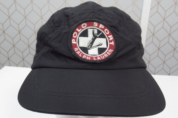 Vintage Polo Sport Ski Jump Black Nylon Strapback Hat