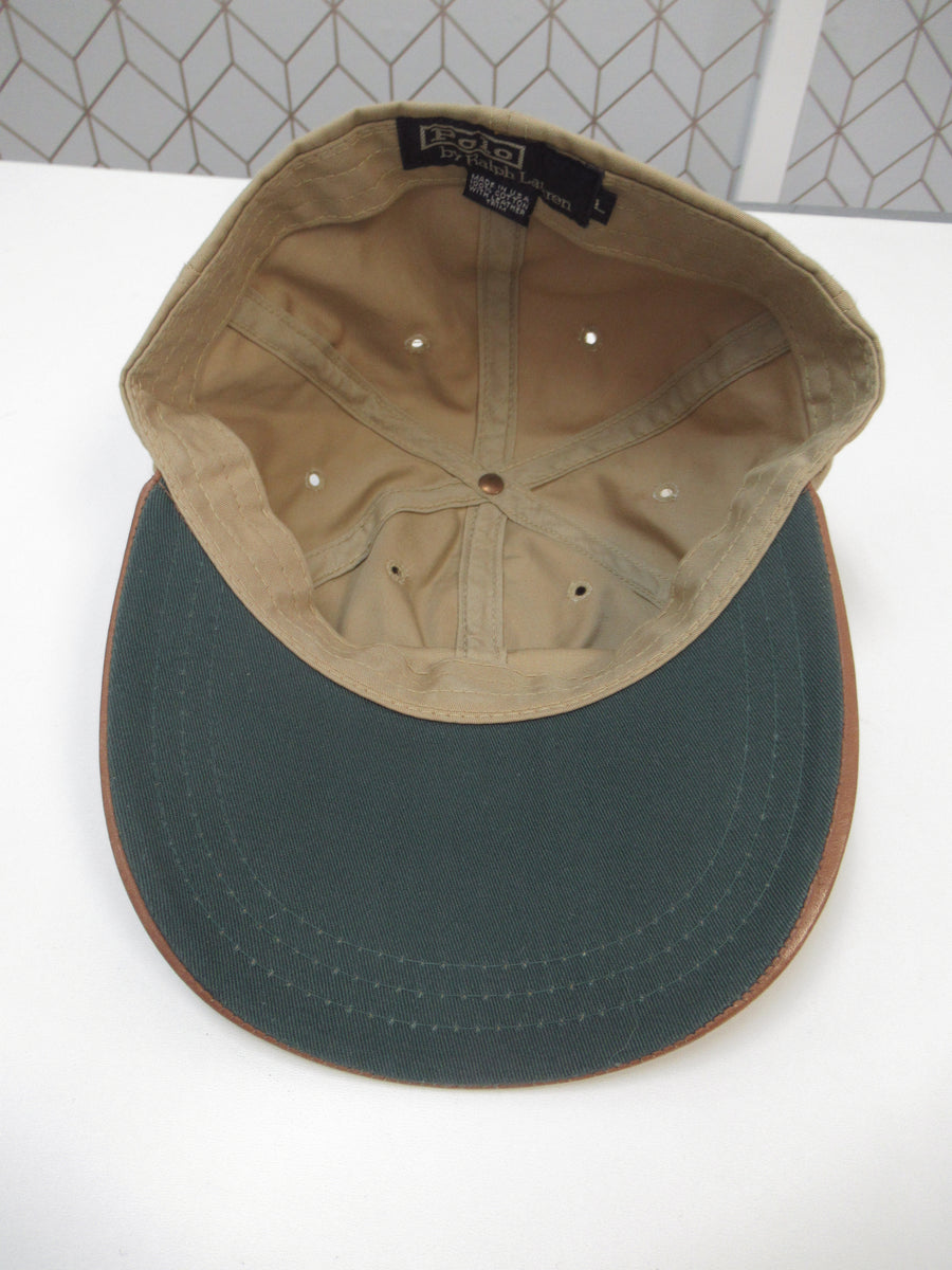 Vintage Polo Ralph Lauren Cotton and Leather Fitted Hat Sz L