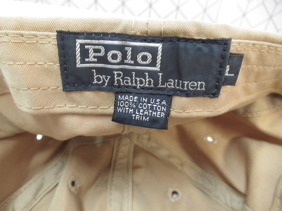 Vintage Polo Ralph Lauren Cotton and Leather Fitted Hat Sz L