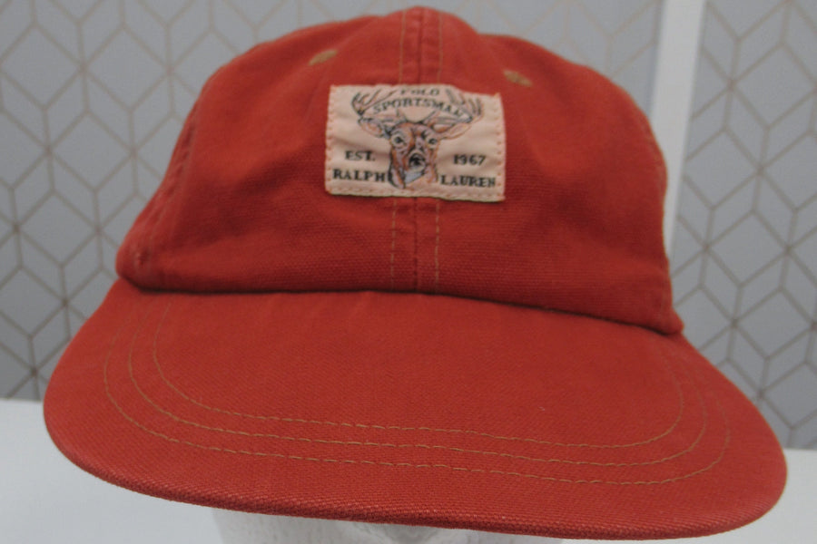Vintage Polo Sportsman Orange Deer Head Fitted Hat Sz M