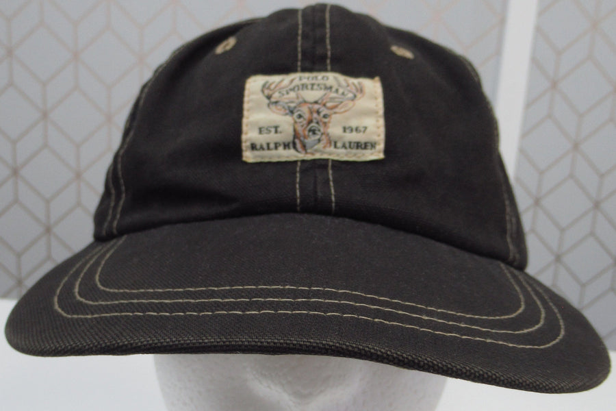 Vintage Polo Sportsman Black Deer Head Fitted Hat Sz M