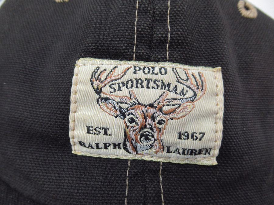 Vintage Polo Sportsman Black Deer Head Fitted Hat Sz M