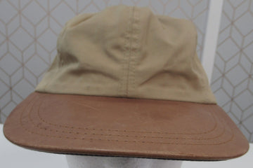 Vintage Polo Leather Brim Beige Fitted Hat Sz L