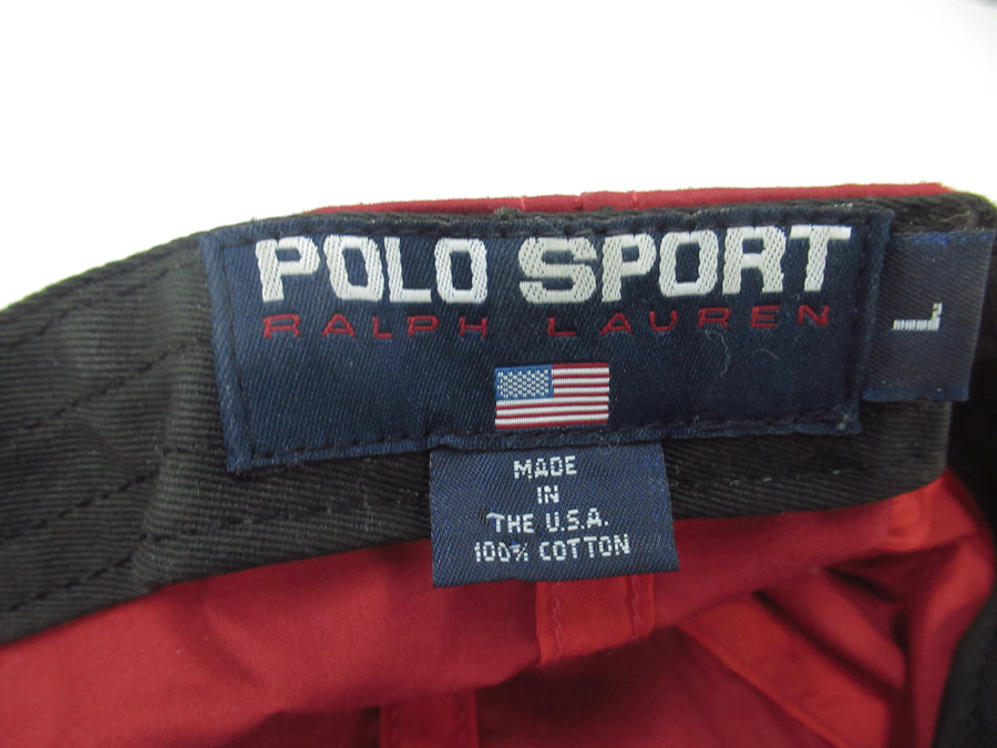 Vintage Polo Sport Red Nylon Fitted Hat Sz L