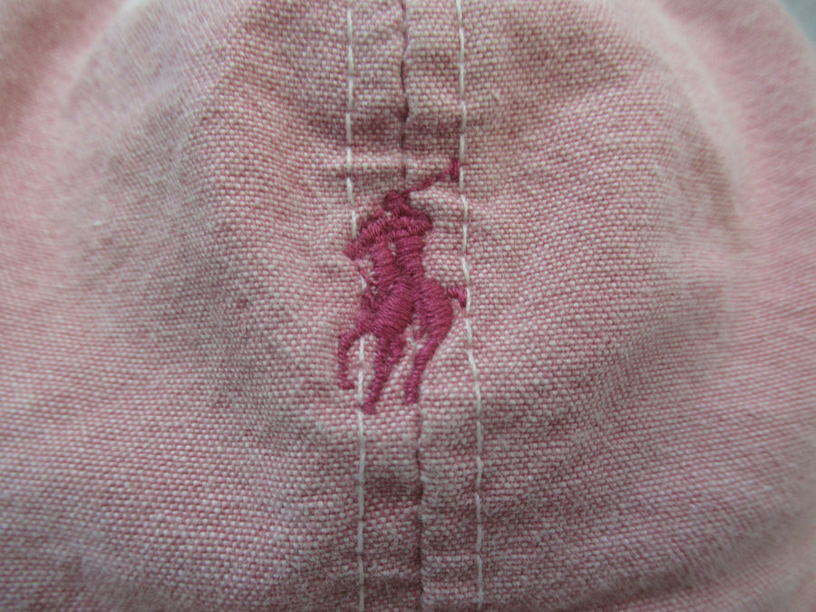Vintage Polo Ralph Lauren Red Chambray Fitted Hat Sz L