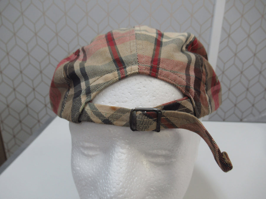 Vintage Polo Ralph Lauren Plaid and Black Patent Long Bill Strapback Hat