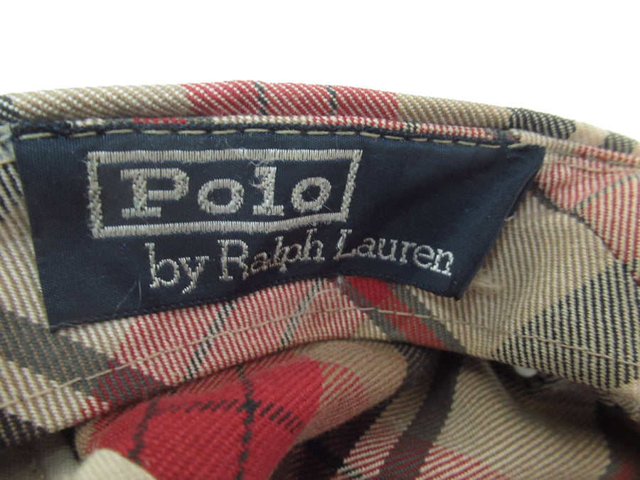 Vintage Polo Ralph Lauren Plaid and Black Patent Long Bill Strapback Hat