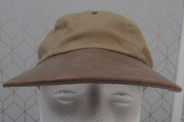 Vintage 80s Polo Ralph Lauren Canvas and Leather Long Bill Fitted Hat Sz M