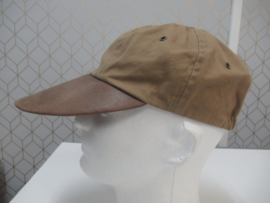 Vintage 80s Polo Ralph Lauren Canvas and Leather Long Bill Fitted Hat Sz M