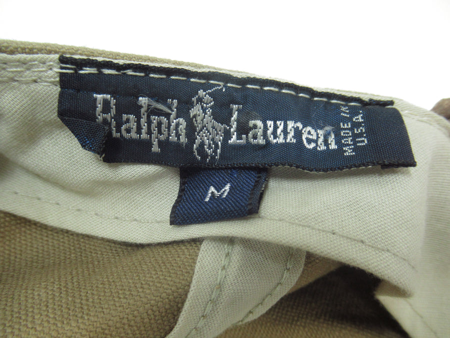 Vintage 80s Polo Ralph Lauren Canvas and Leather Long Bill Fitted Hat Sz M