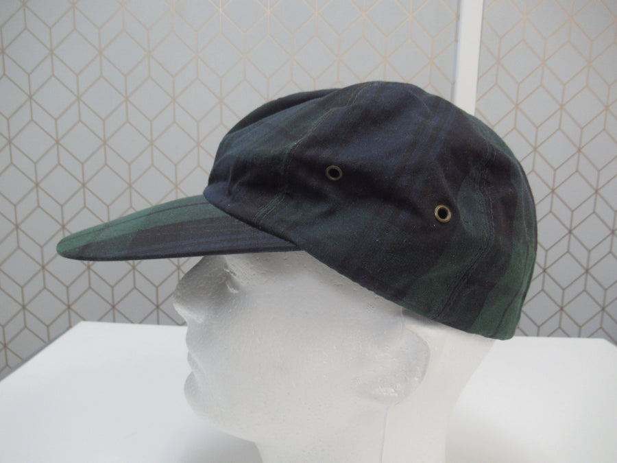 Vintage Polo Ralph Lauren Blackwatch Plaid Waxed Coton Fitted Hat Sz M