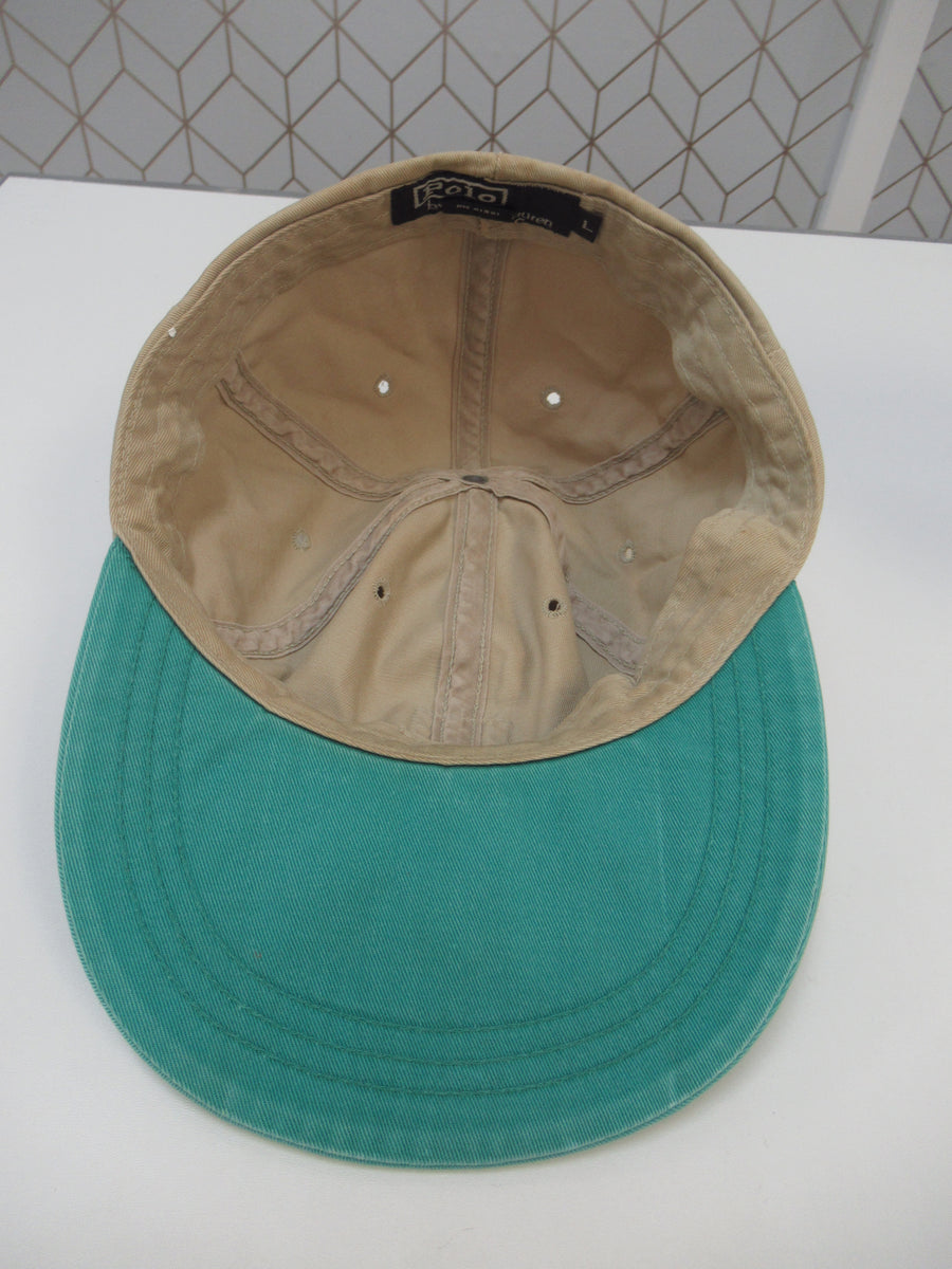 Vintage Polo Chino Beige and Green Fitted Hat Sz L