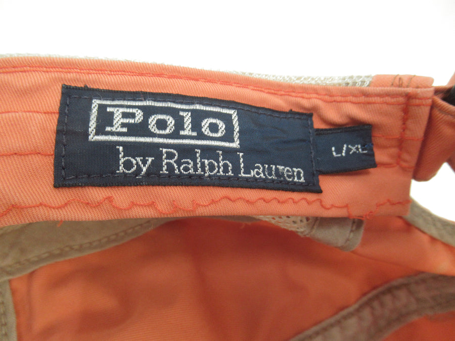 Vintage Polo Ralph Lauren Mesh Side Orange 5 Panel Hat Sz L/XL