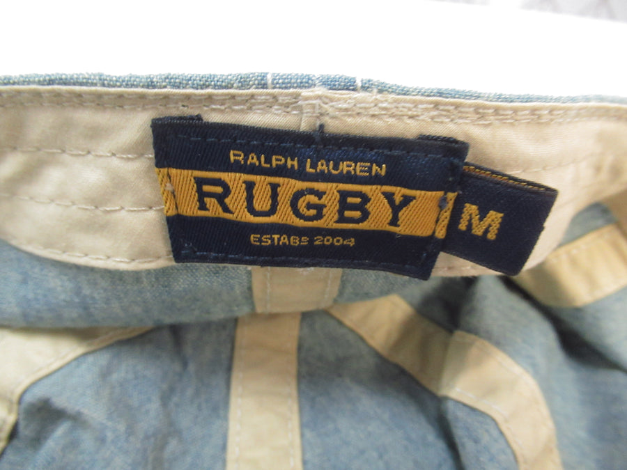Vintage Polo Ralph Lauren Rugby Chambray and Leather Long Bill Fitted Hat Sz M