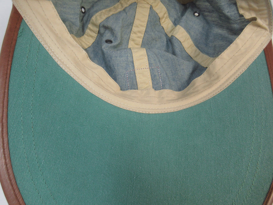 Vintage Polo Ralph Lauren Rugby Chambray and Leather Long Bill Fitted Hat Sz M