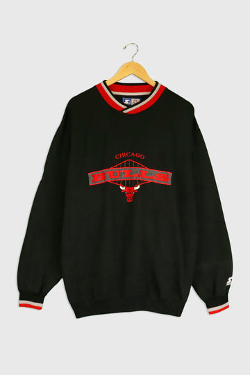 Vintage Starter Chicago Bulls Multicoloured Embroidered Sweatshirt Sz XL