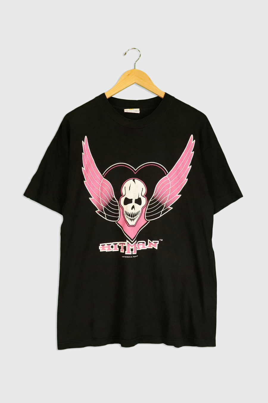 Vintage WWF Hitman Vinyl Graphic T Shirt Sz L