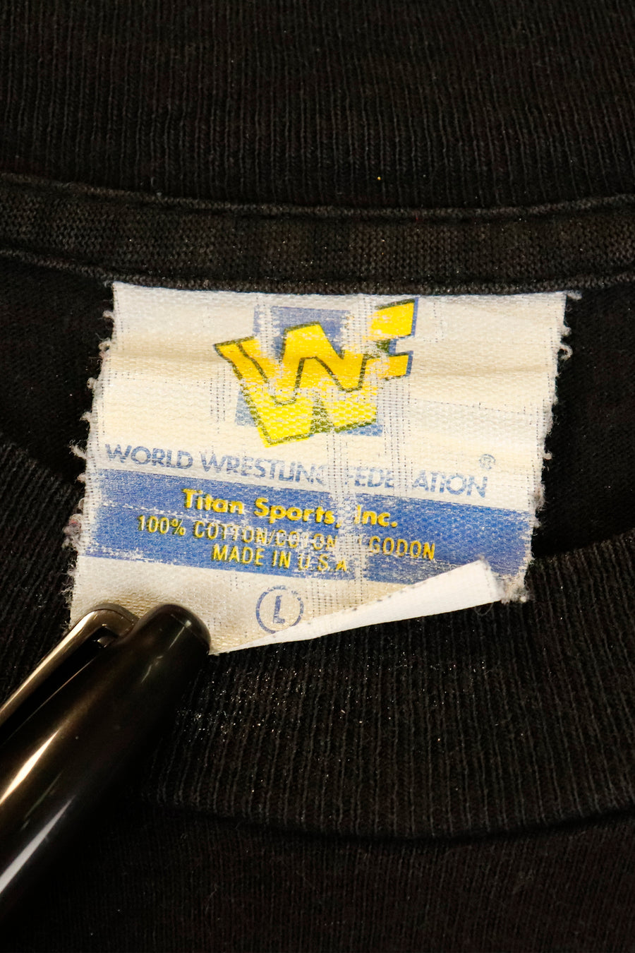 Vintage WWF Hitman Vinyl Graphic T Shirt Sz L