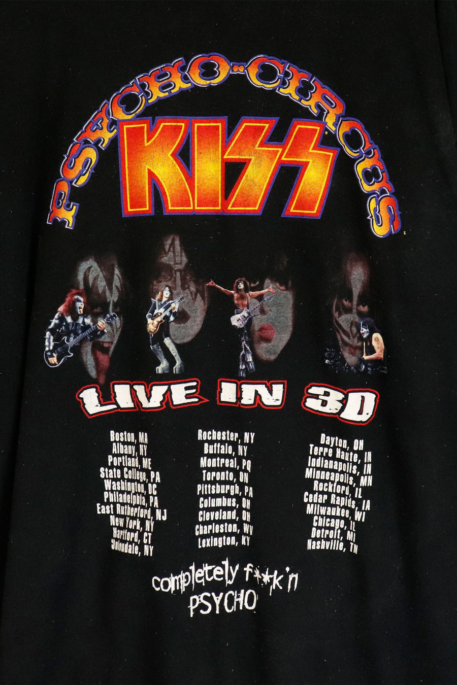 Vintage Kiss 'Phycho Circus' Live In 3d Graphic T Shirt Sz 2XL