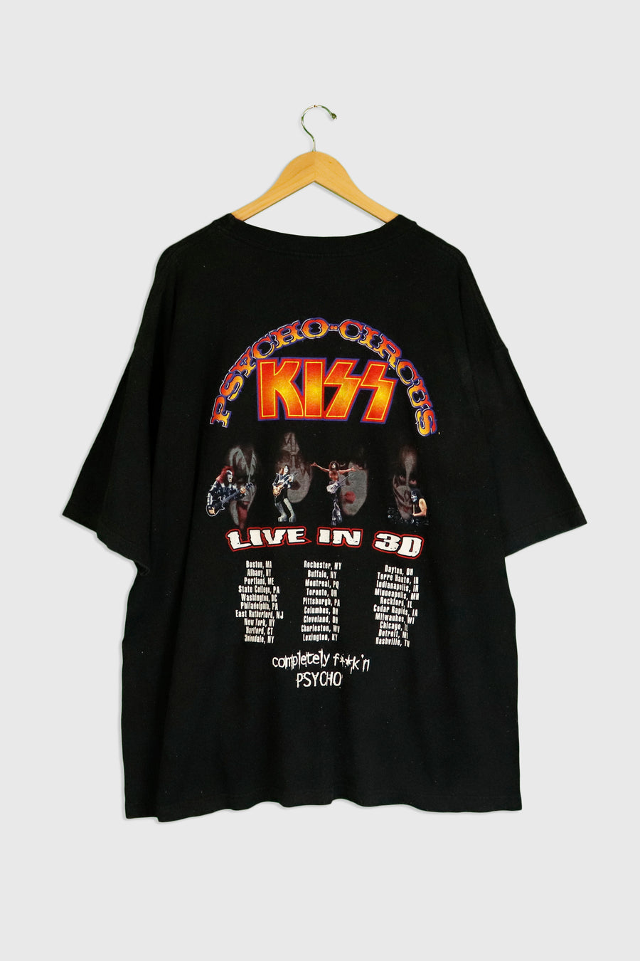 Vintage Kiss 'Phycho Circus' Live In 3d Graphic T Shirt Sz 2XL