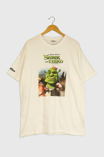 Vintage Dreamworks Shrek The 3rd 'The Game' Vinyl T Shirt Sz XL