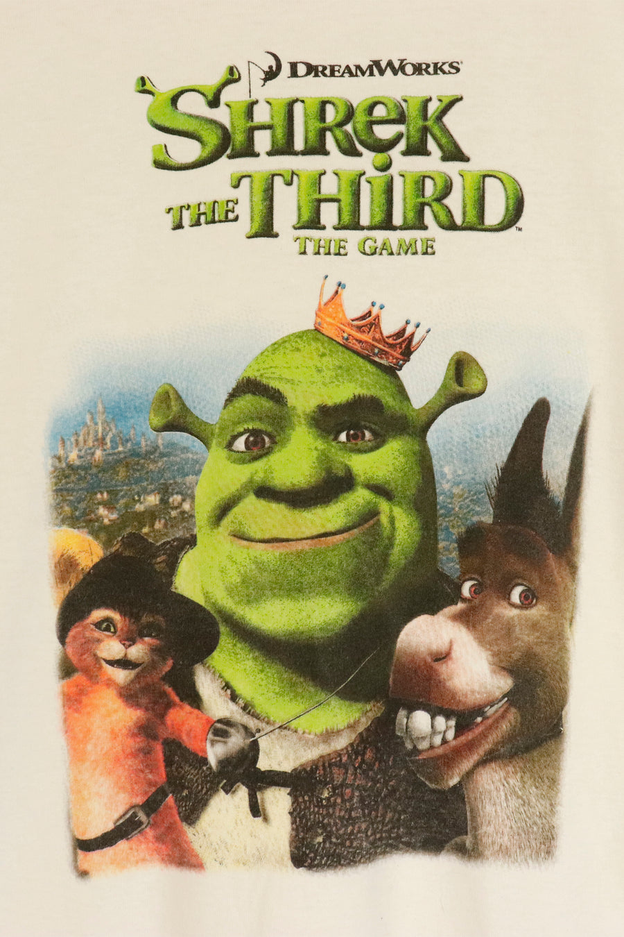Vintage Dreamworks Shrek The 3rd 'The Game' Vinyl T Shirt Sz XL