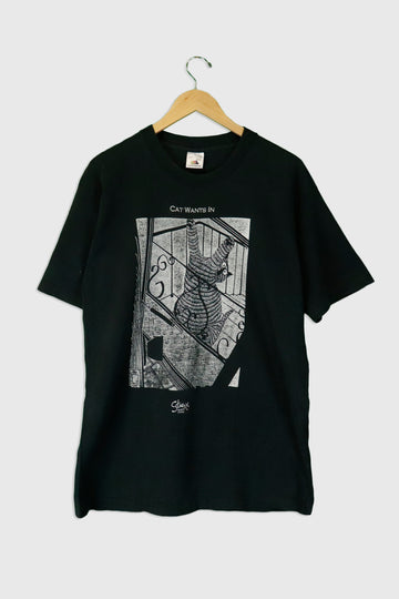 Vintage Cat Wants In And Out Faded Graphic T Shirt Sz L