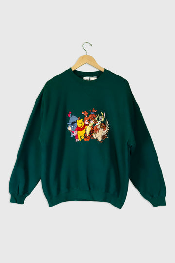 Vintage Disney Embroidered Winnie The Pooh Characters Sweatshirt Sz M