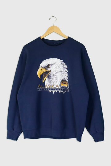 Vintage Alaska The Last Frontier Bald Eagle Head Vinyl Sweatshirt