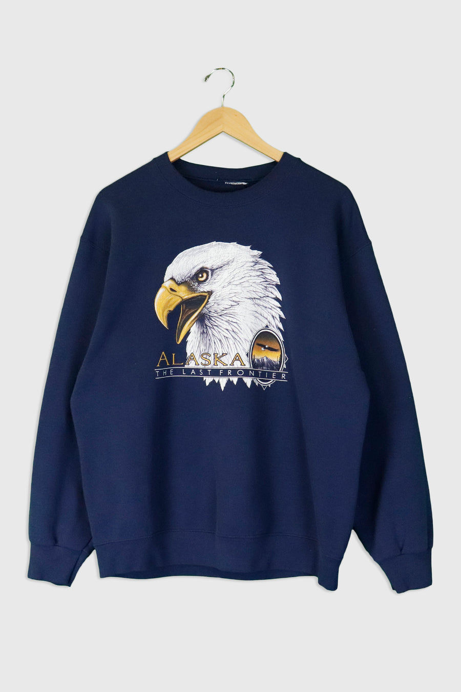 Vintage Alaska The Last Frontier Bald Eagle Head Vinyl Sweatshirt