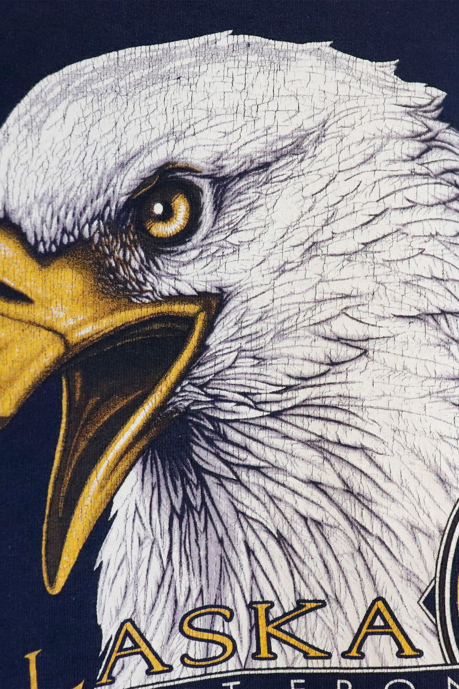 Vintage Alaska The Last Frontier Bald Eagle Head Vinyl Sweatshirt