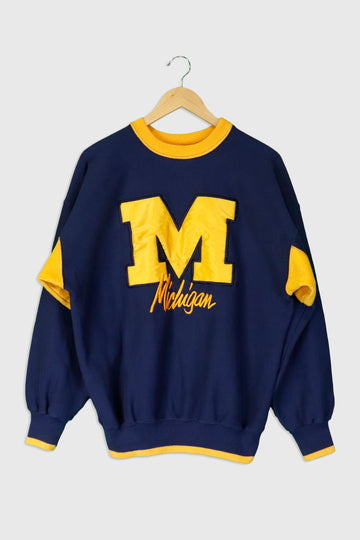 Vintage NCAA Michigan University Colour Block Sweatshirt Sz L