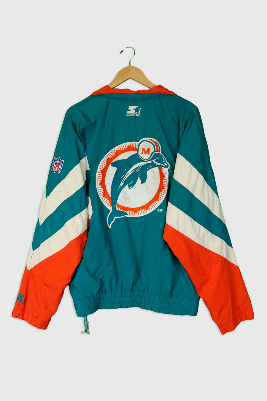 Vintage Starter NFL Miami Dolphins Quarter Zip Colour Block Jacket Sz M