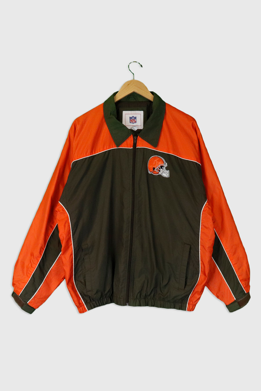 Vintage NFL Cleveland Browns Full Zip Colour Block Emroidered Helmet Jacket Sz M