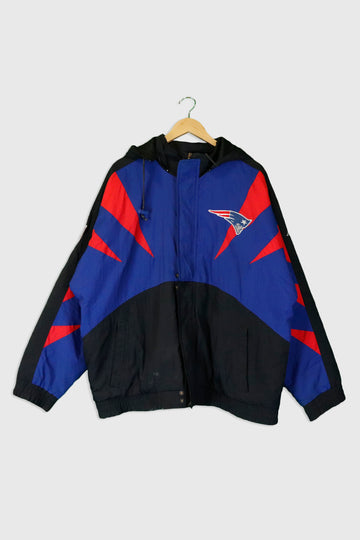 Vintage Pro Line NFL New England Patriots Multi Colour Full Zip Winter Jacket Sz L