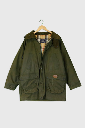 Vintage Burberry Cord Collared Full Zip Army Style Jacket