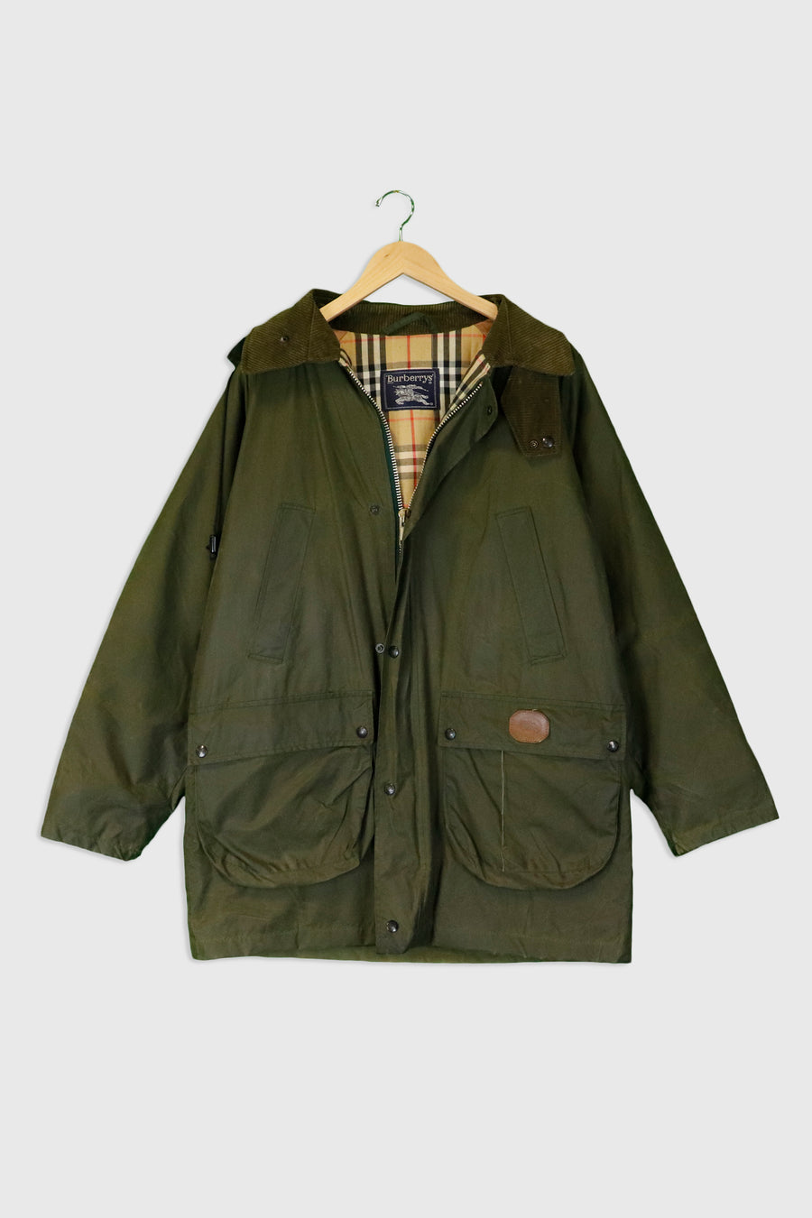 Vintage Burberry Cord Collared Full Zip Army Style Jacket