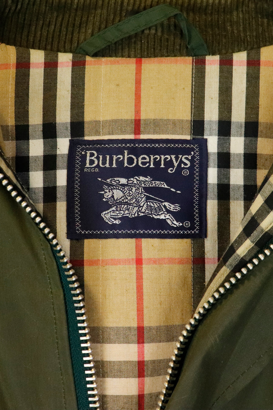 Vintage Burberry Cord Collared Full Zip Army Style Jacket