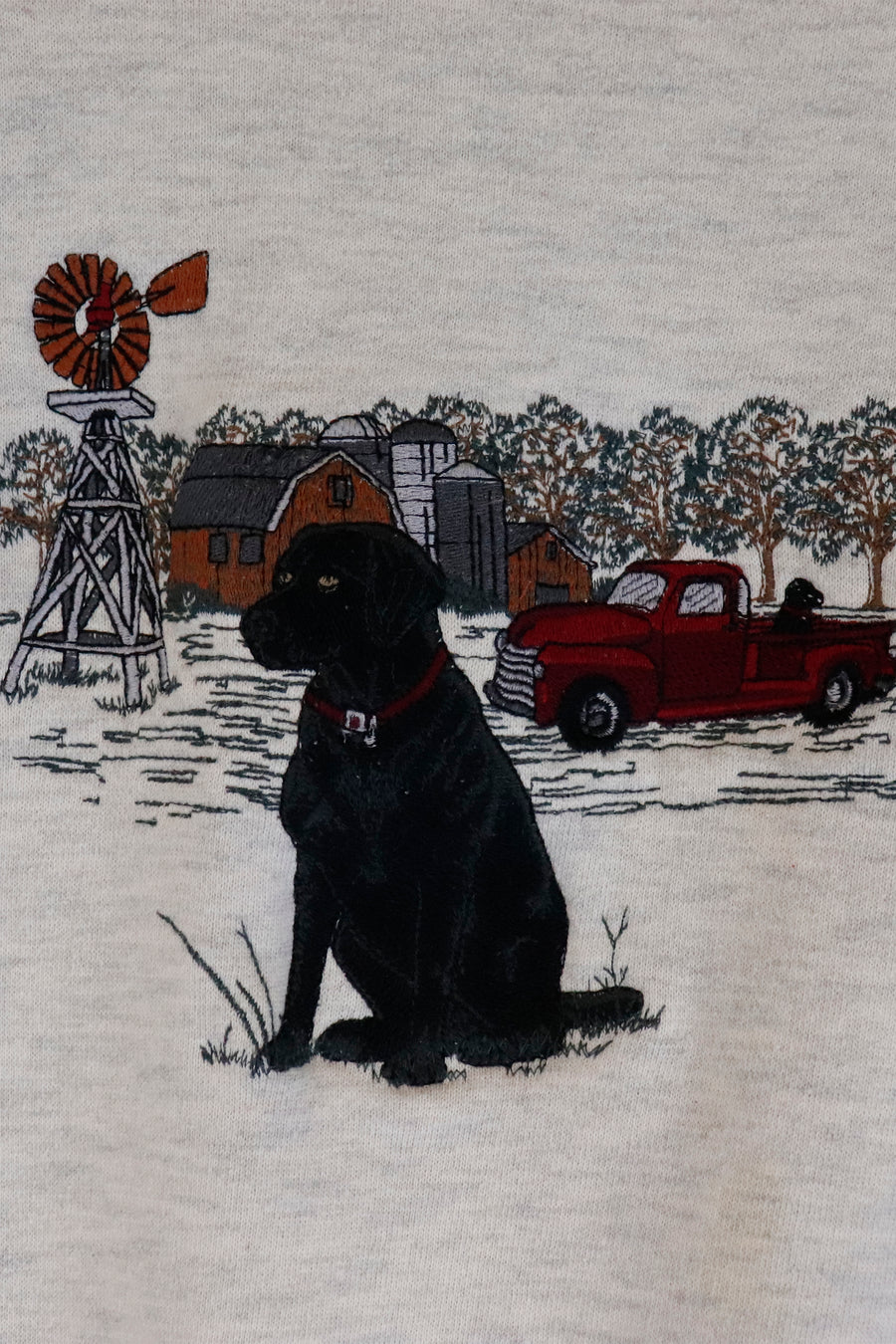 Vintage Embroidered Dog And Truck Image Sweatshirt Sz XL