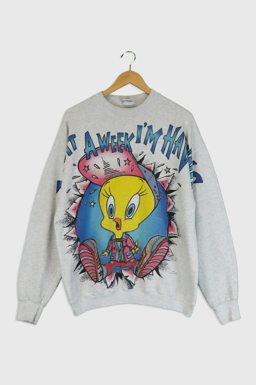 Vintage 1996 Looney Tunes Sparkly Tweety Bird Sweatshirt Sz XL