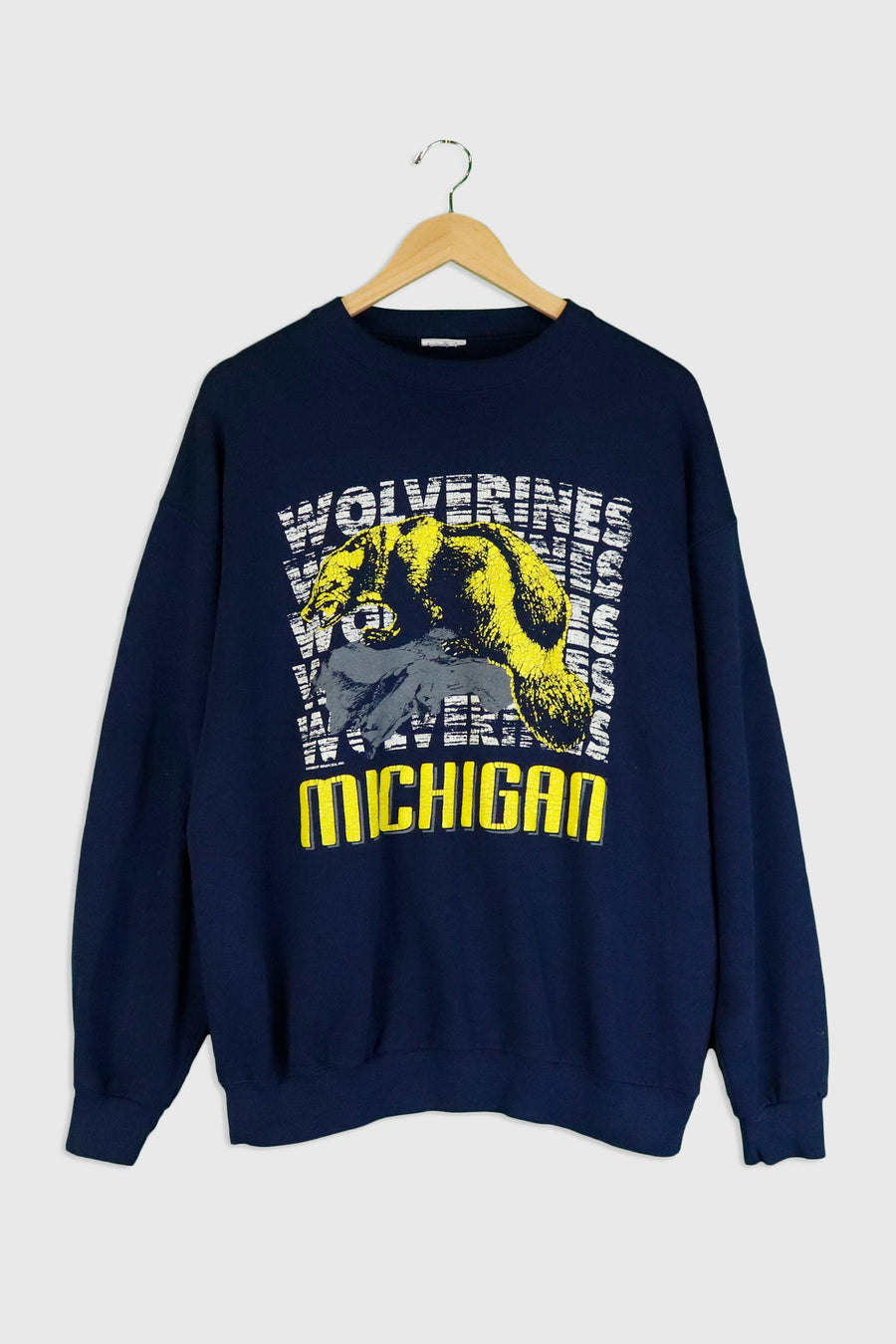 Vintage Michigan Wolverines Varsity Football Vinyl Sweatshirt Sz  2XL
