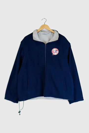 Vintage New York Yankees Fleece Full Zip, Arm Zip Sweatshirt Sz 2XL