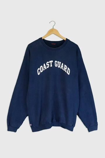 Vintage Coast Guard Patch/Vinyl Sweatshirt Sz XL