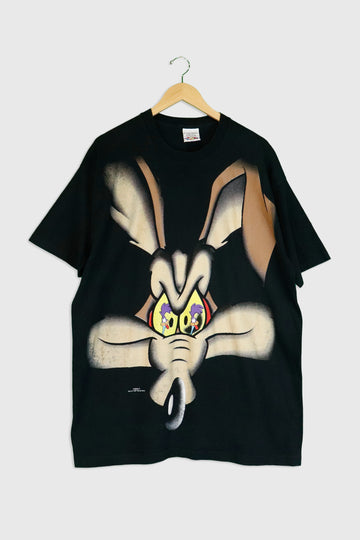 Vintage 1997 Looney Tunes Road Runner Vinyl T Shirt Sz XL
