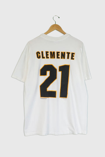Vintage 1993 MLB #21 Roberto Clemente Vinyl T Shirt Sz XL