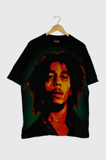 Vintage Bob Marley Mirror Print Front And Back T Shirt Sz XL