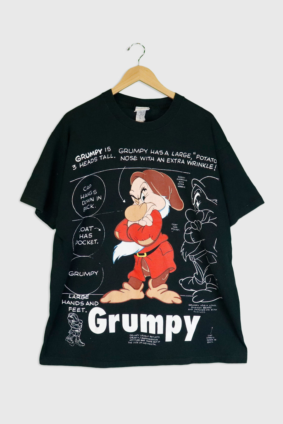 Vintage Disney Snow White 'GRUMPY' Vinyl T Shirt Sz XL