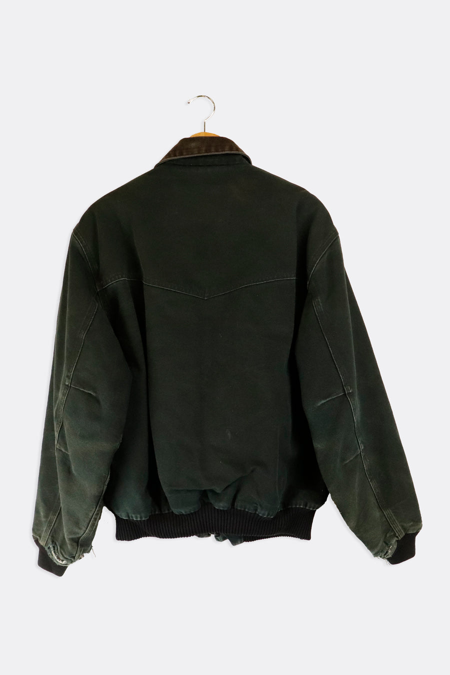 Vintage Carhartt Red Lined Full Zip Brown Corduroy Collar Jacket Sz L