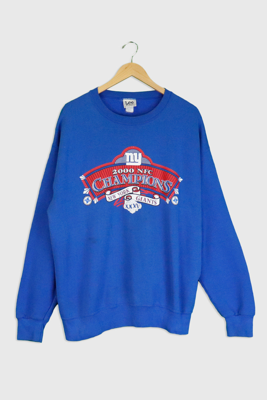 Vintage 2000 NFC NY Giants Champions Vinyl Sweatshirt Sz XL