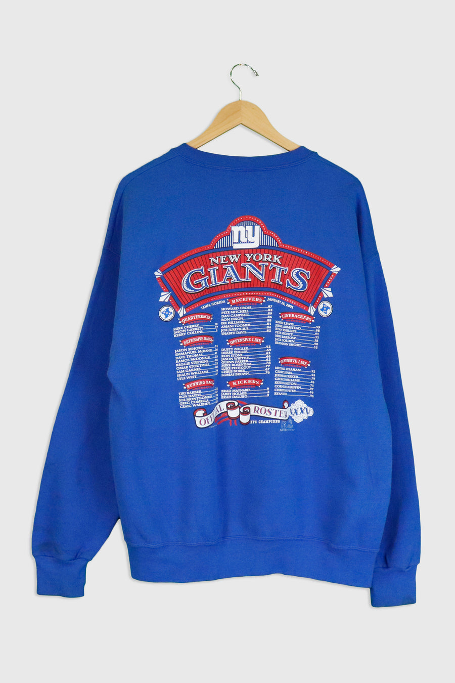 Vintage 2000 NFC NY Giants Champions Vinyl Sweatshirt Sz XL